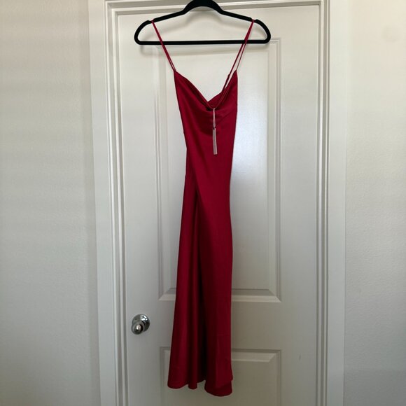 NWT! Astr the Label Gaia Cowl Neck Satin Midi dress sz XS event cocktail flaws - Picture 4 of 16